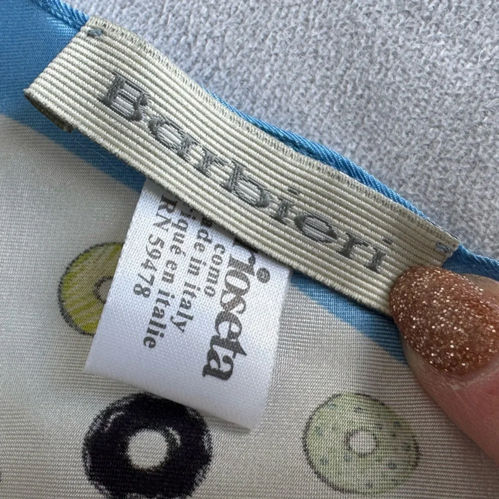 Larioseta x‎ Barbieri Women's 100% Silk Square Scarf Doughnuts Italy Baker